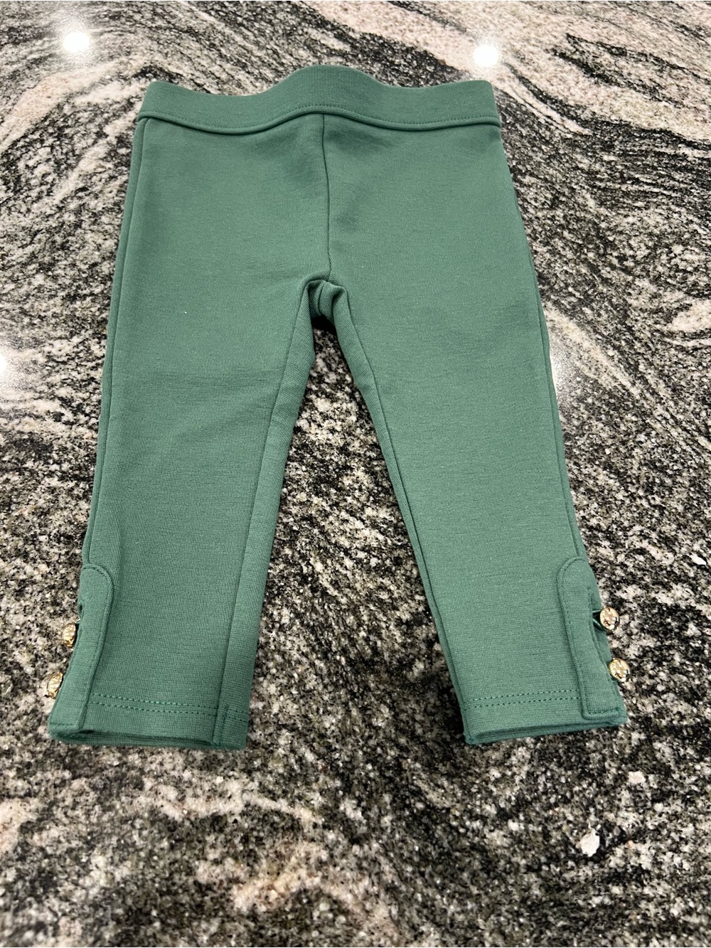 Janie and Jack Emerald Green Knit Leggings with Button Hem